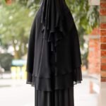 Muttaki Burka Set - Dubai Cherry Fabric Full Set with Hijab & Niqab (Black)