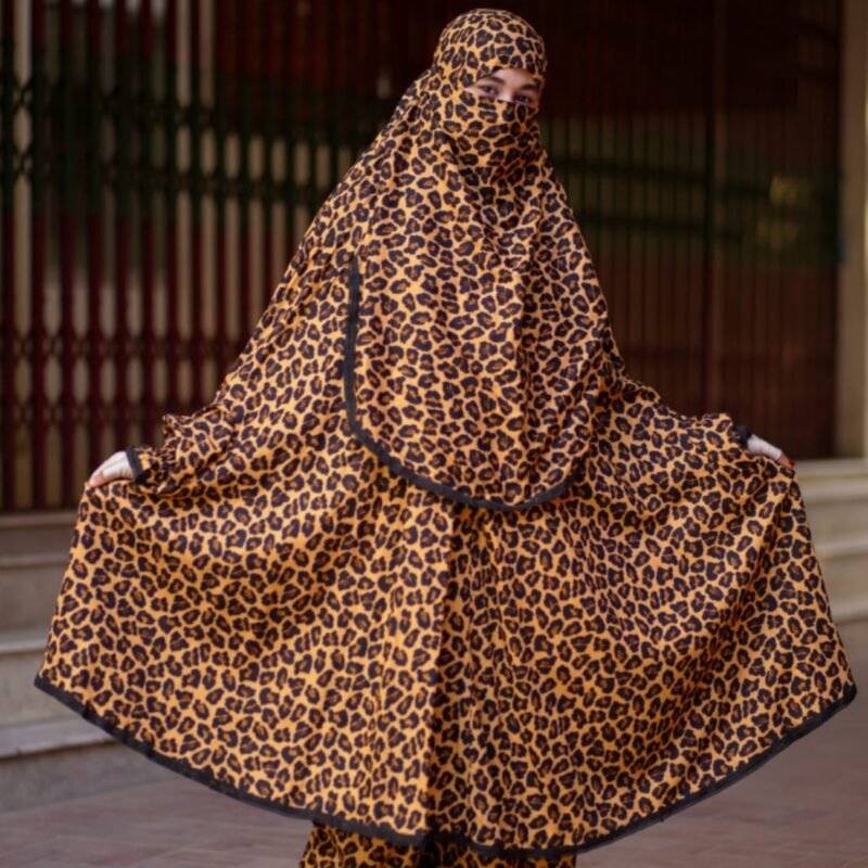 Black & Orange Elegant Palazzo Long Khimar Set – Premium Modest Wear BD