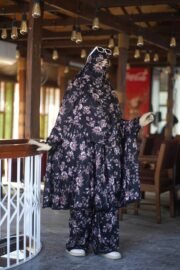 Elegant Palazzo Long Khimar Set with Niqab 