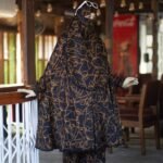 Premium Black & Copper Abstract Palazzo Khimar Set with Niqab 