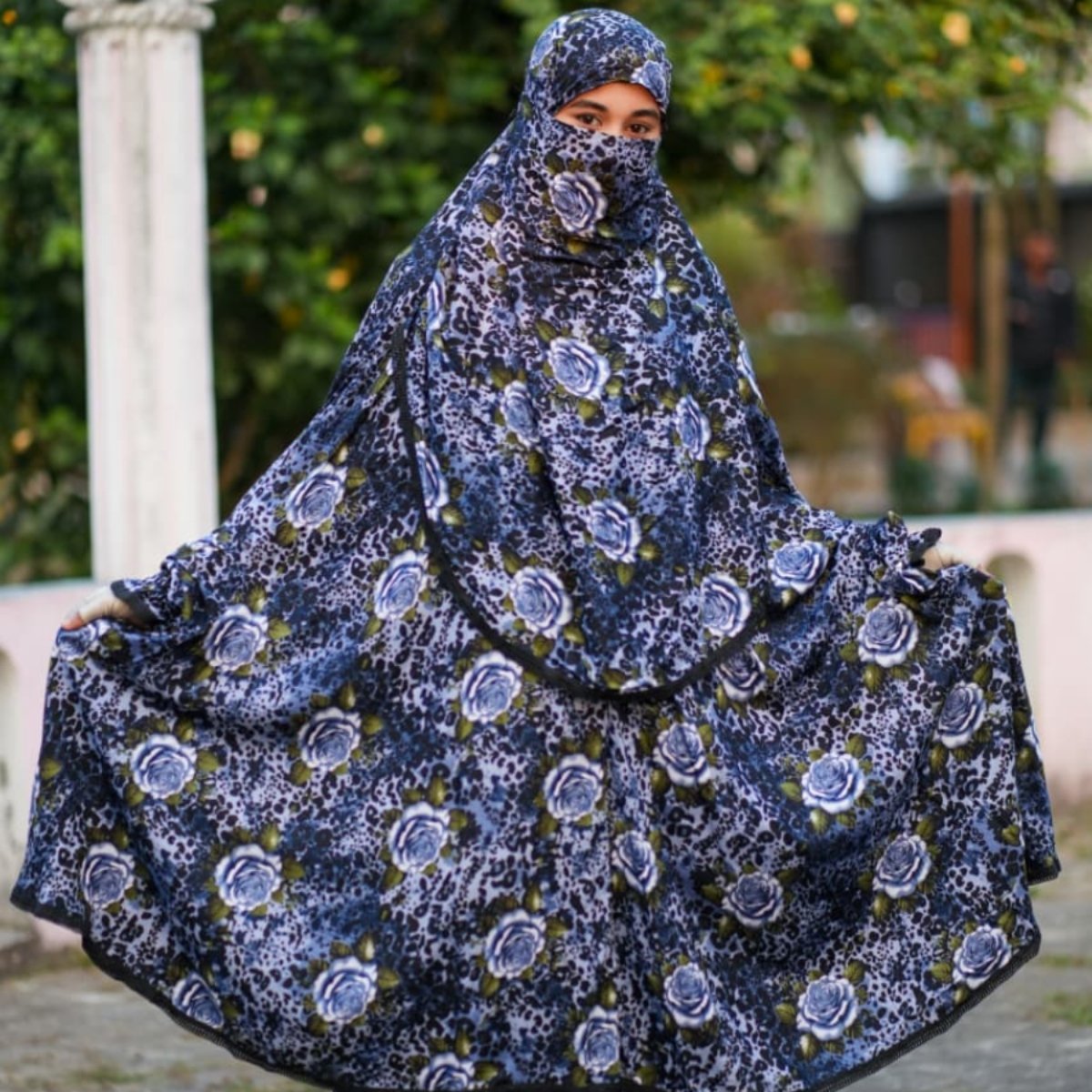 khimar borka price in bangladesh Blue Floral Khimar & Jilbab - Khimar borka price in Bangladesh - Image 1