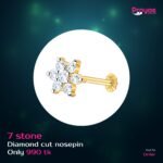 Diamond Cut Radium Zirconia 7 Stone Round Nose Pin (With gift box) | S